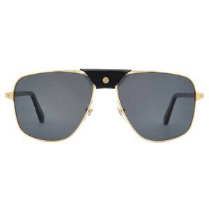 New Cartier Santos de Cartier Polarized Grey Pilot Men's Sunglasses CT0097S 001